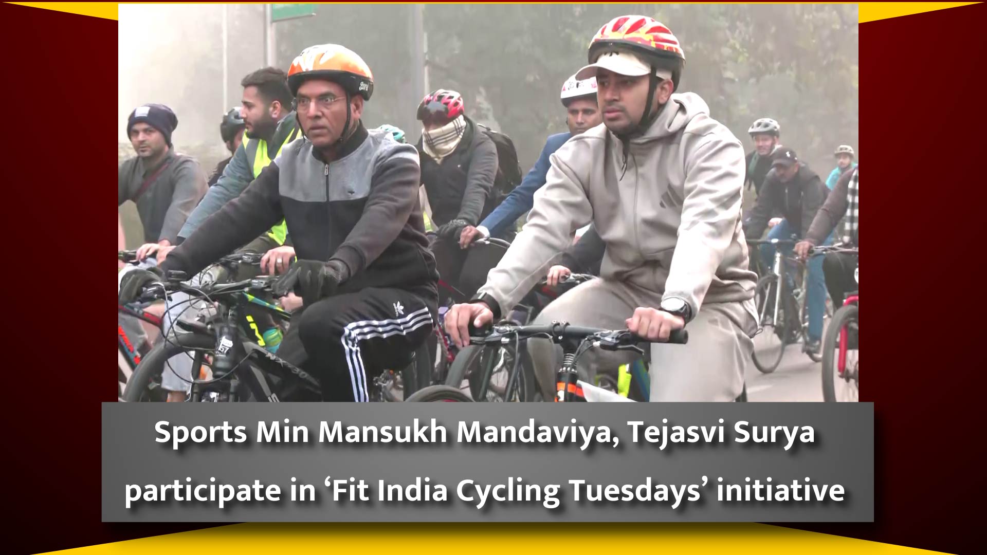 Sports Min Mansukh Mandaviya, Tejasvi Surya participate in `Fit India Cycling Tuesdays` initiative